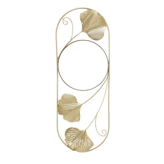 Espejo de pared con diseño de hoja de metal, resistente a la decoloración, artístico y moderno, decorativo para dormitorio, sala de estar y oficina.