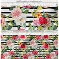 thumbnail image 2 of Soimoi White Cotton Cambric Fabric Stripe & Grandiflora Roses Floral Printed Fabric 1 Yard 58 Inch Wide, 2 of 7