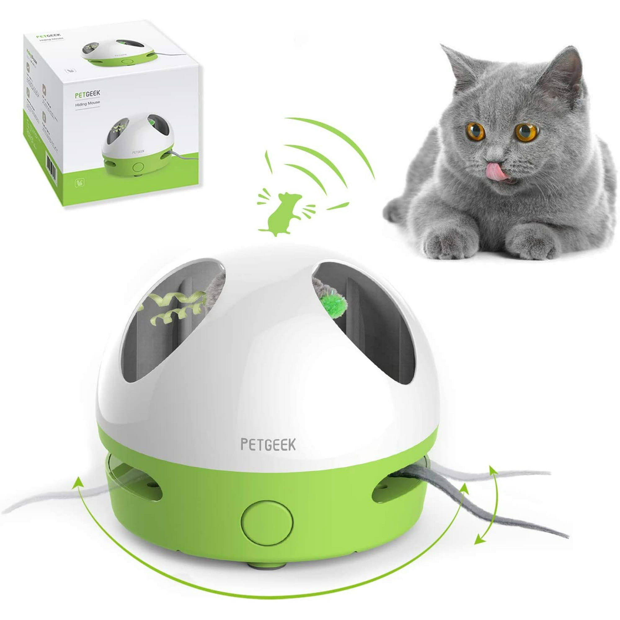 Iguohao Automatic Interactive Cat Toys Hide And Seek Cat Toy With Squeaky Mouse Sound Cat Toys For Indoor Cats With Spinning Tail For Exercise Cat M