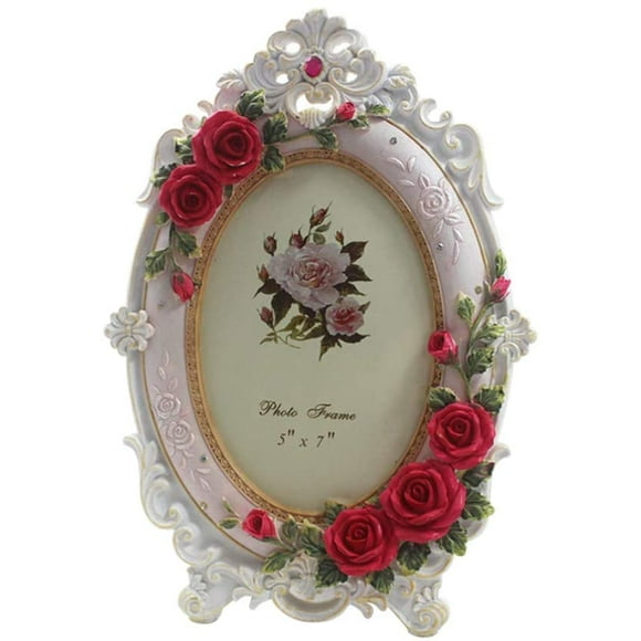 Victorian Floral Picture Frame European Style Vintage Tabletop Oval Photo Frame Photo Holder