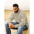 thumbnail image 6 of Colsmile Men Cable Knit Shawl Collar Sweater, Double Button Mock Neck Pullover, Soft Stretch Warm Knit Jumper for Fall Winter Casual Daily Wear, 6 of 10