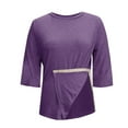 thumbnail image 6 of Guieoi Womens Tops Plus Size Trendy Women's Casual Print Round Neck 3/4 Sleeve T-shirt Blouse Purple Black*Friday/Cyber*Monday, 6 of 8