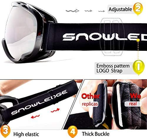 Anti-Fog Dual Lens Snowledge Ski Goggles for Men Women with UV Protection 
