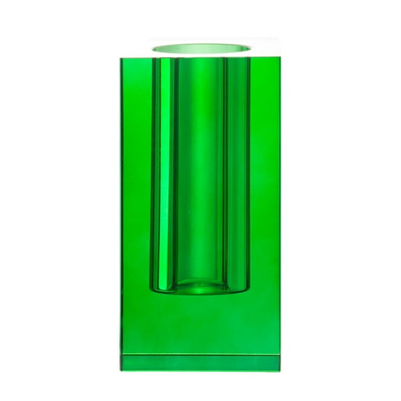 CC Home Furnishings Medium Rectangular Flower Glass Vase - 7.75" - Green