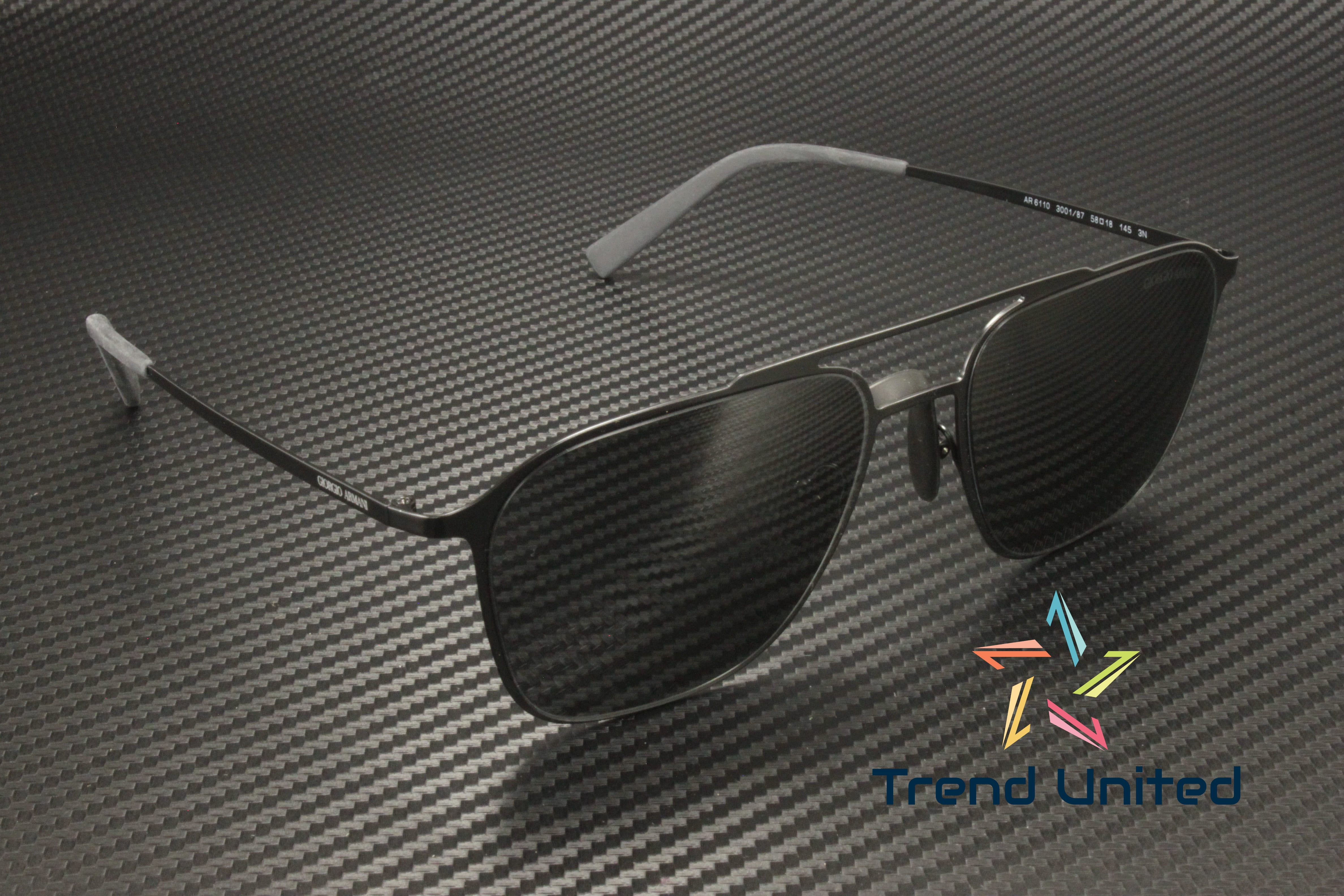 GIORGIO ARMANI AR6110 300187 Matte Black Grey 58 mm Men's Sunglasses