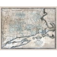 thumbnail image 2 of Bingham 32x26 White Modern Wood Framed Museum Art Print Titled - Massachusetts Rhode Island Connecticut - Bingham 1840, 2 of 4