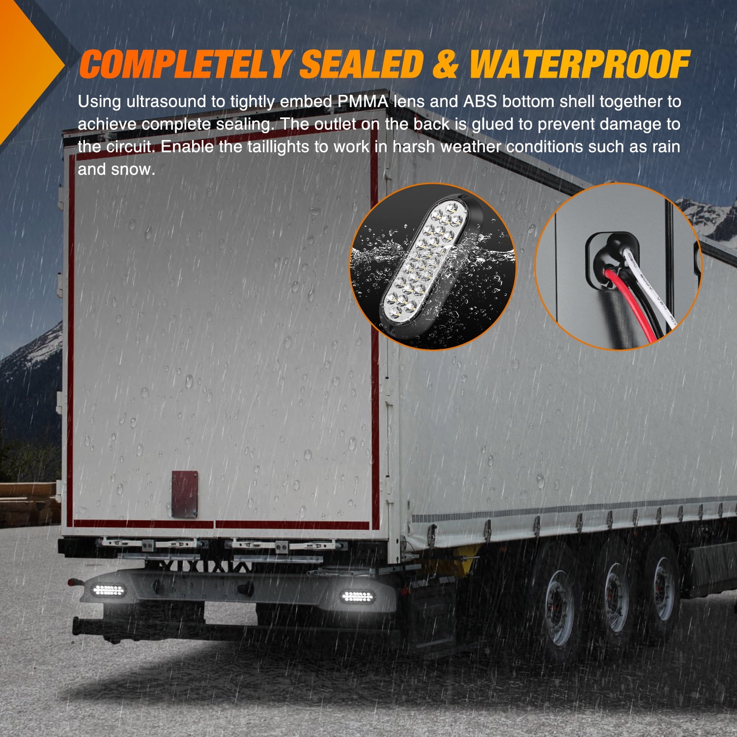 2Pcs White 6 Oval LED Surface Mount Truck Trailer Backup Reverse Tail Light 12V - Foto 4