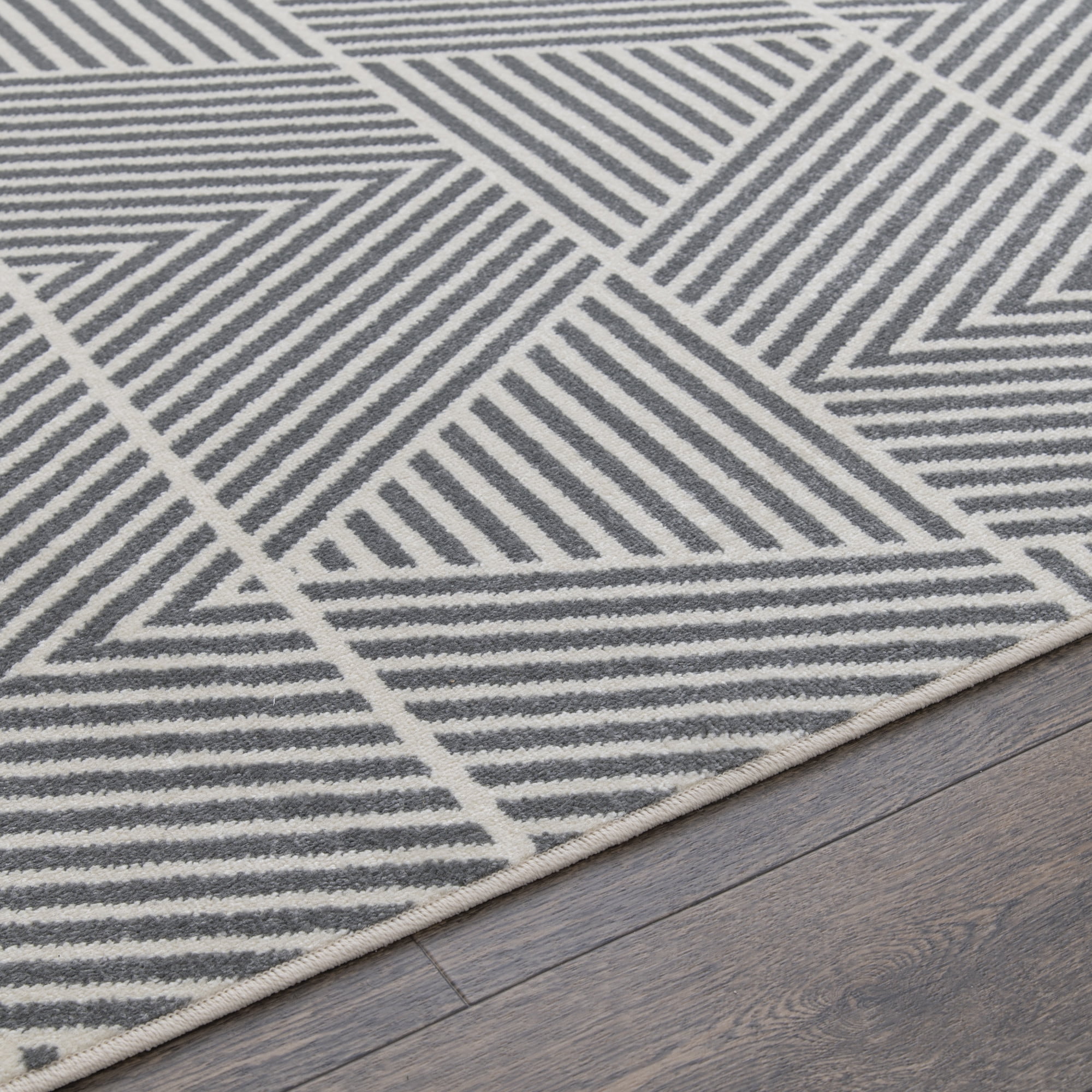 Loomaknoti Tecopa Symenia 2' x 7' Grey Geometric Outdoor Runner Rug