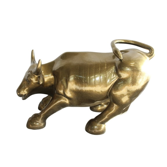 Nifao Iconic Giant Fiberglass Bronze Color Wall Street Bull – Garden Outdoor Decor Sculpture, 57"L x 28"W x 33"H