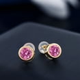 thumbnail image 3 of Gem Stone King 14K Yellow Gold Stud Earrings for Women Men Pink Round Moissanite (1.60 Cttw), 3 of 3