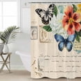 thumbnail image 2 of 54x78 Inch Shower Curtain Decorative Orange White Floral Retro Bathtub Bath Curtains Fabric Waterproof Bathroom Decor Modern Rustic Butterfly Small Stall Shower Curtain Set with 12 Hooks, 2 of 6