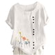 thumbnail image 3 of Tops de Manga Corta de Verano para las Mujeres Cuello Redondo Impreso Botón Superior Camiseta de Imitación Rack, Blusa de Moda Casual para el Uso Diario, 3 of 3