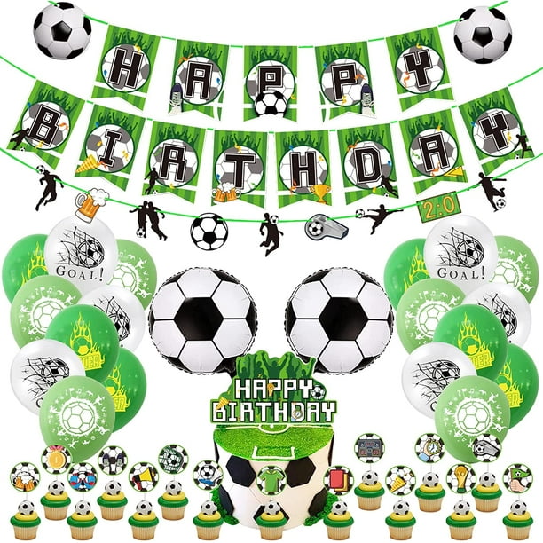 Decoraciones de cumpleaños de fútbol Decoraciones de cumpleaños de fútbol Pancartas de bolas de cumpleaños de niño Decoraciones temáticas de fútbol para niños de fútbol Fiesta de cumpleaños de niños JFHHH pequeña