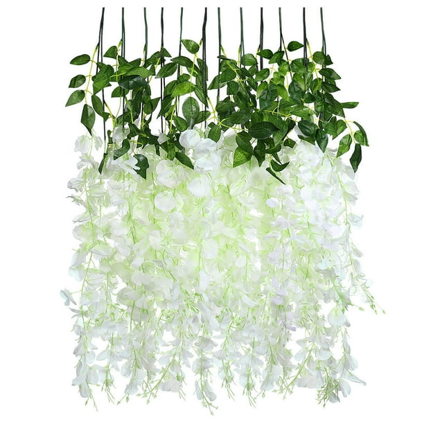 GOOHOCHY 24pcs Simulación Simulación Wisteria Flor Planta Artificial Boda Vid Decoración