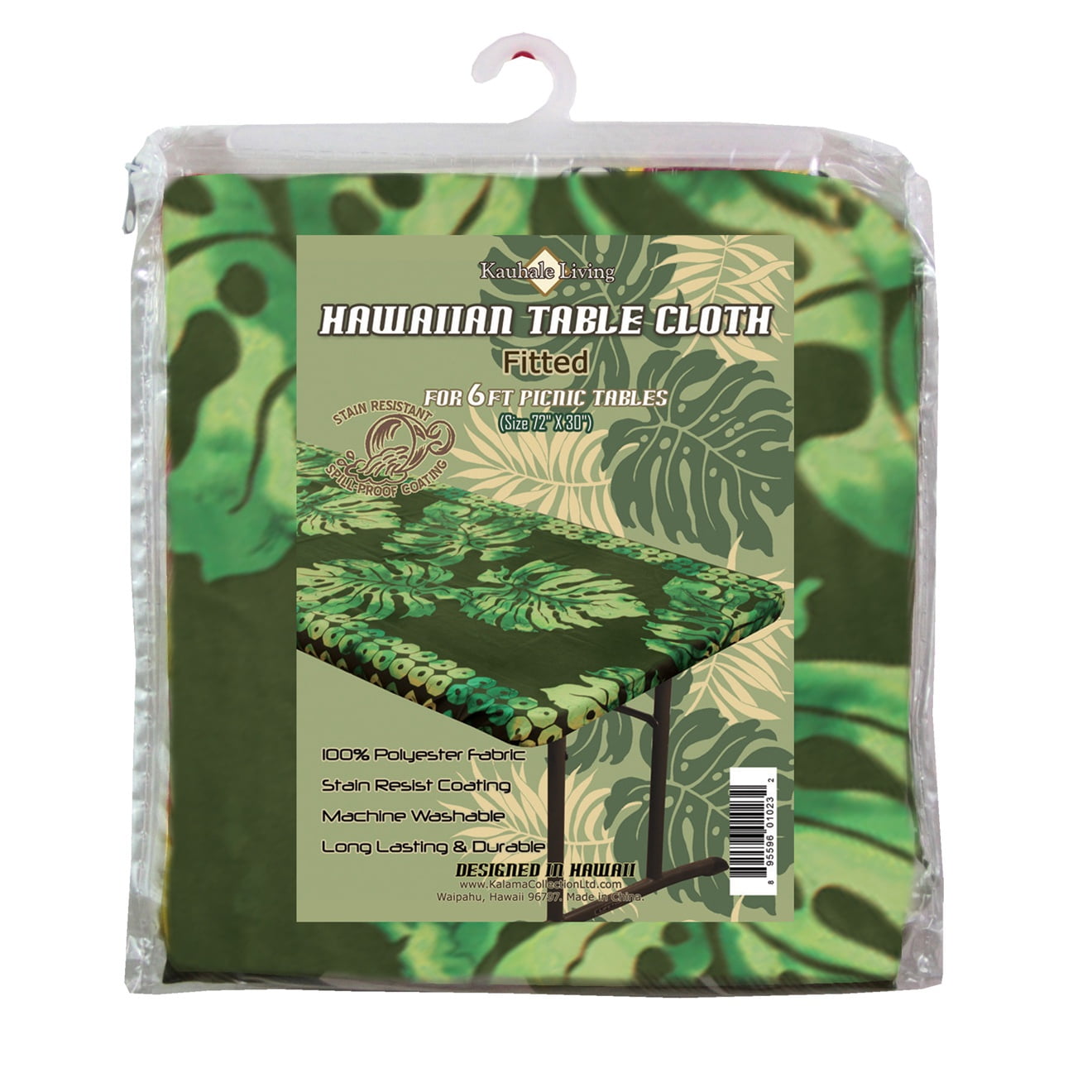 Hi Kalama Collection Hi Tablecloth 6ft Luau Monstera Green