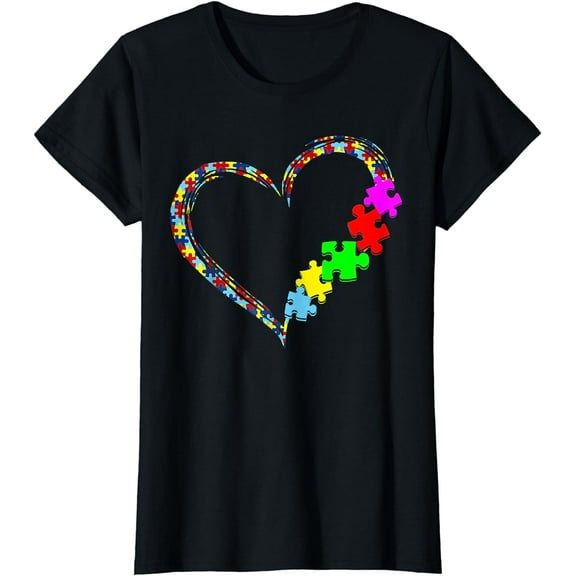 Autism Awareness Love Heart Puzzle Piece Gift Men Women T-Shirt