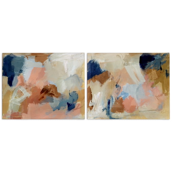 Stupell Industries Energetic Rustic Abstractions Abstract Painting Wrapped Canvas Art Print Wall Art, 20 x 16, Set of 2