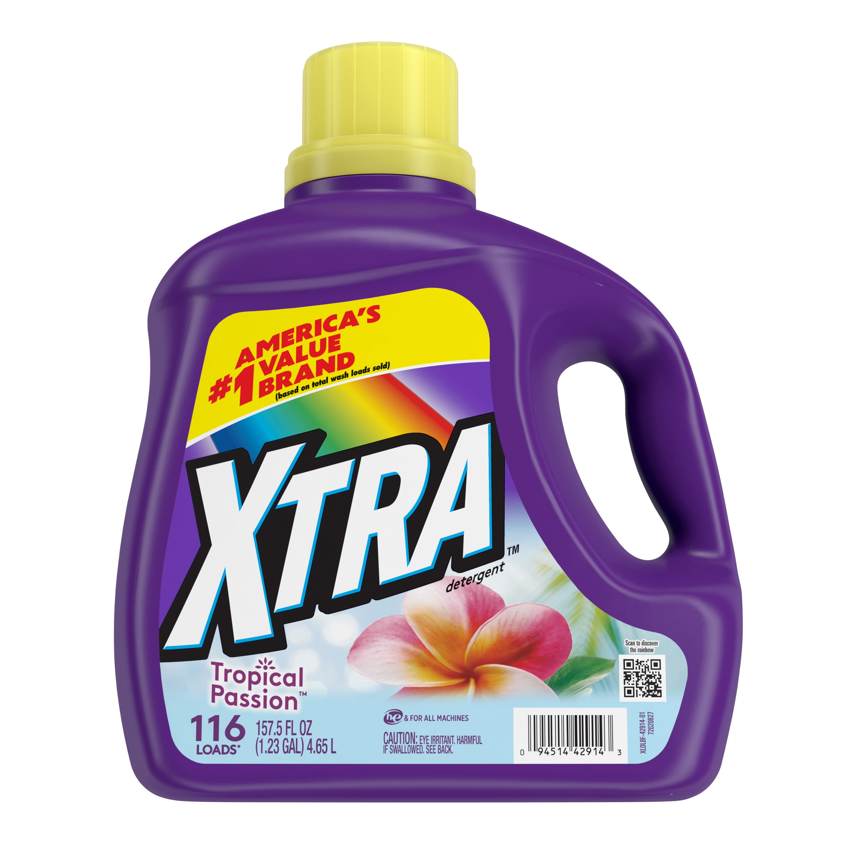XTRA Tropical Passion, 116 Loads Liquid Laundry Detergent, 157.5 Fl oz