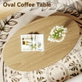 thumbnail image 5 of Oval Coffee Table for Living Room, Modern Fluted Wood Center Table with Oak Finish, Olive-Shaped Drum Coffee Table for Apartment, Office, Easy Assembly, 5 of 10
