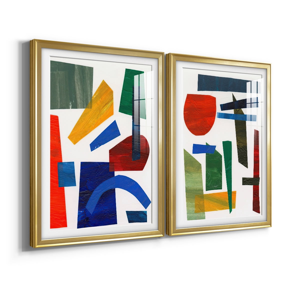 Wexford Home Colorful Shapes I Premium Framed Print, 30.5" x 42.5" - Ready to Hang, Gold (Set of 2)