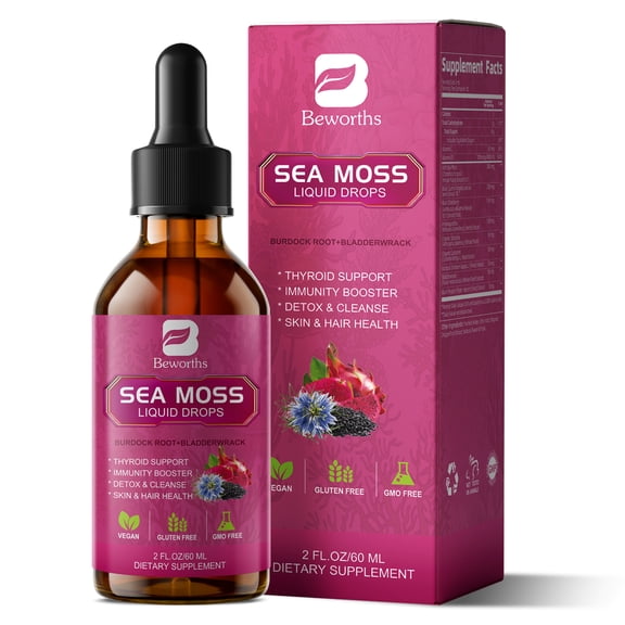 Beworths 3000mg Irish Sea Moss Liquid Drops, Support Immunity Booster, Joint & Thyroid, 2.03oz