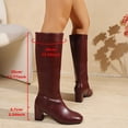 thumbnail image 7 of Gamivast Knee High Boots for Women Faux Leather Boots Side Zip Square Toe Block Heel Dress Boots for Office Work Party Travel Evening formal Footwear Wine 36, 7 of 7