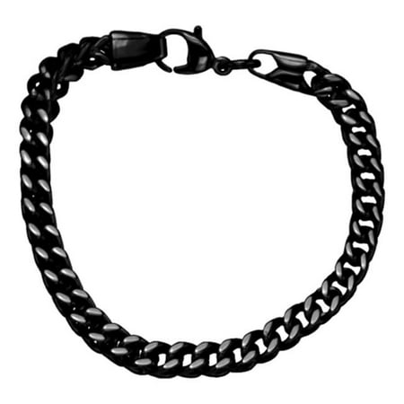 Inox Jewelry BR750K Franco Chain Stainless Steel Bracelet, IP Black - 6 mm