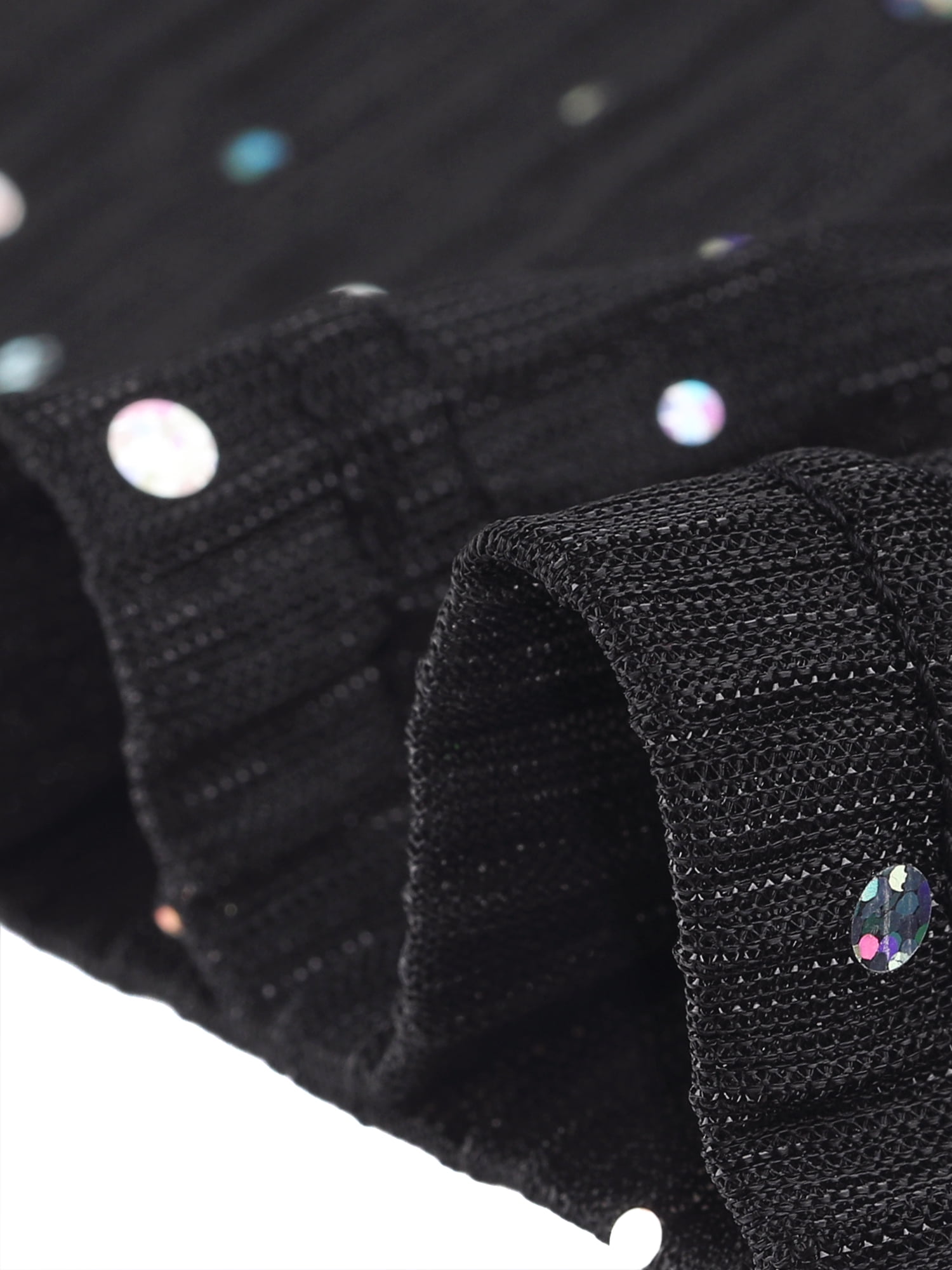 Women's Plus Glitter Sequin Cold Shoulder Short Sleeve Party Blouse 2X Black