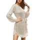 thumbnail image 1 of Mini vestido de lentejuelas de manga larga para mujer - Vestido de cóctel brillante y brillante, poliéster, cuello redondo, corte en A, 1 of 5