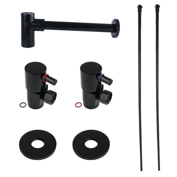 Kingston Brass CD43300DLLKB30 Trimscape Modern Standard Mount Plumbing Sink Trim Kit with Bottle Trap, Matte Black