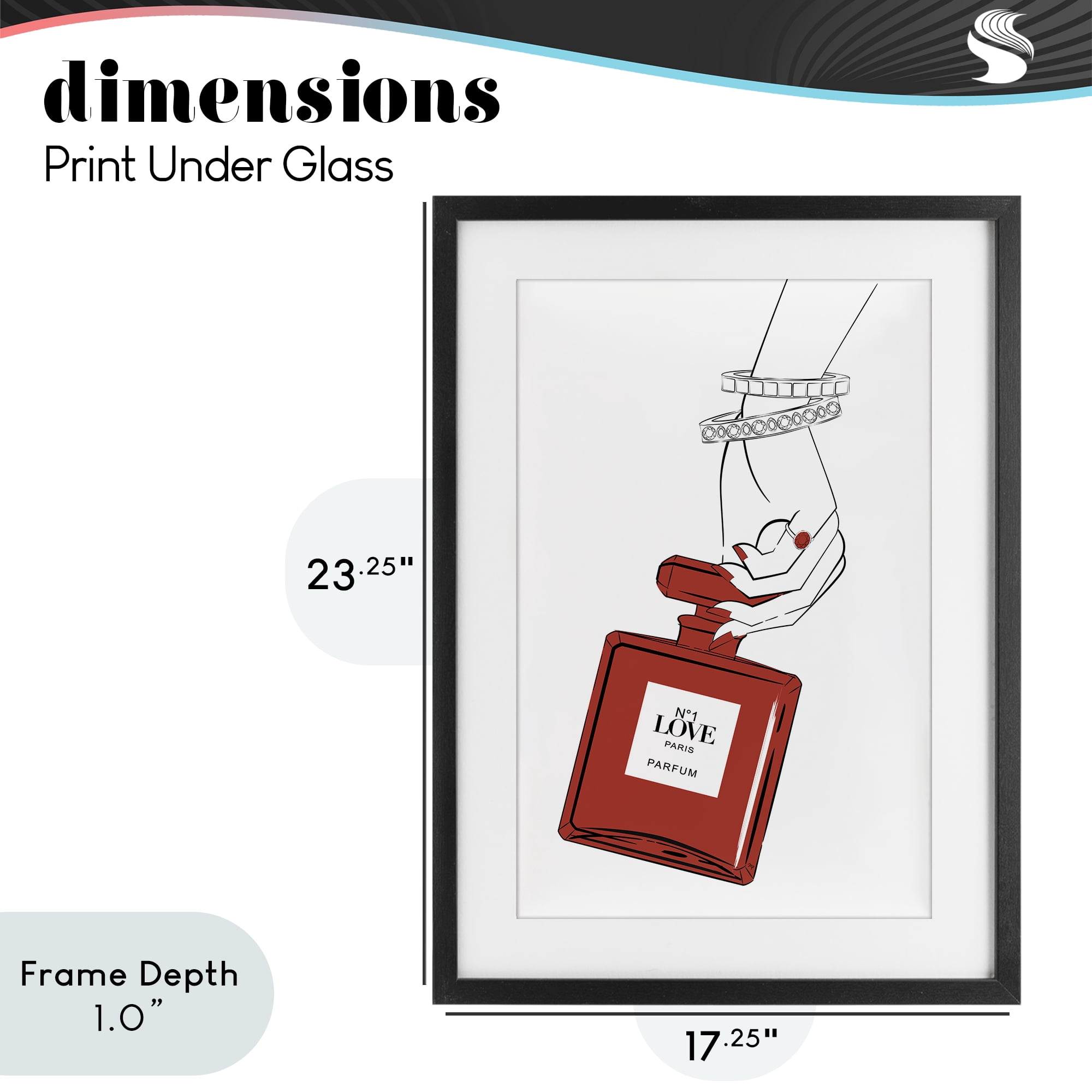 Stupell Industries Red Perfume In Hand Black Framed Print Under Glass, design by Martina Pavlova