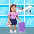 thumbnail image 4 of AlevRam 18 inch Girl Doll Accessories Case Luggage Travel Play Set Including Doll Dress Trolley Case Pillow Sunglasses Card Phone Necklace Camera Great Birthday Christmas Gift for Kids Girls 2+, 4 of 5