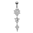 Women Rhinestone Flower Navel Belly Button Ring Bar Body Piercing