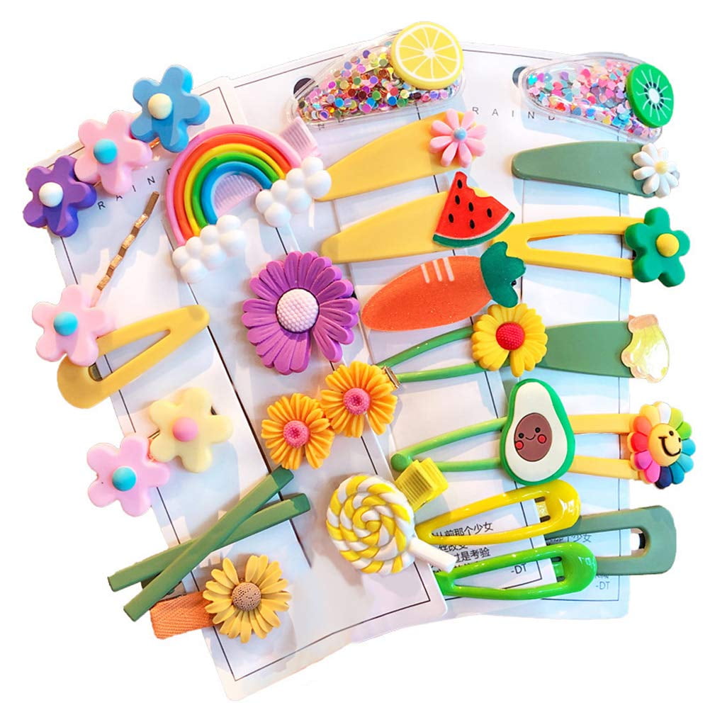 24Pcs Cute Kids Barrettes Girls'  Clips Candy Color Hair Clips Accessories New 