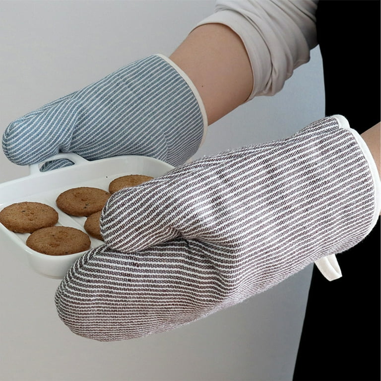 Oven Mitts 1Pair Quilted Terry Cloth Lining Heat Resistant Up