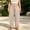 Beige plus size wide leg pants a1, variant on Cagogo Womens Plus Size Wide Leg Pants Elastic Waist Cotton Linen Loose Casual Long Trousers with Pockets Flowy Lounge Party Wear, Wine 4XL