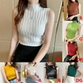 thumbnail image 5 of Promotion！Womens Sleeveless Mock Layer Tee Top Knit Top Ribbed Knit Sleeveless T Shirt Cap, 5 of 7