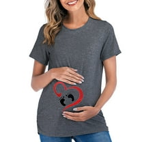 Nmnitkp Maternity Shirts Short Sleeve Summer Pregnancy Tops& Tees Clothes V Neck Casual Outfits for Women,Maternity Tops Dark Gray,M