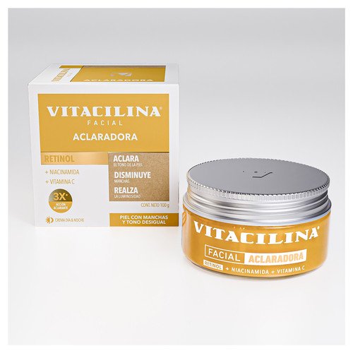 Crema facial Vitacilina aclaradora día, noche con retinol 100 g