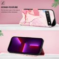 thumbnail image 3 of Feishell Fit for Google Pixel 6a Wallet Case with Wrist Strap,Stylish Marble Pattern Premium PU Leather Folio Flip Credit Card Slots Kickstand Shockproof Protective Phone Cover,E, 3 of 6