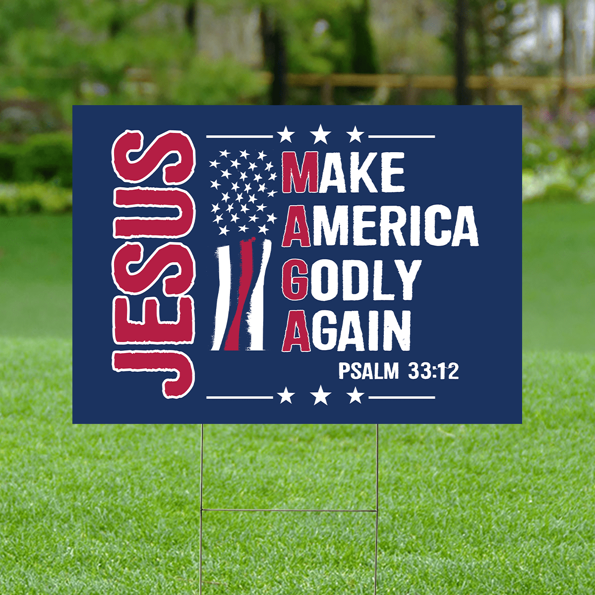 Lotusprinthandmade Make America God Again Patriotic Jesus Lovers Yard Sign 2 Sizes (18x12 inches)