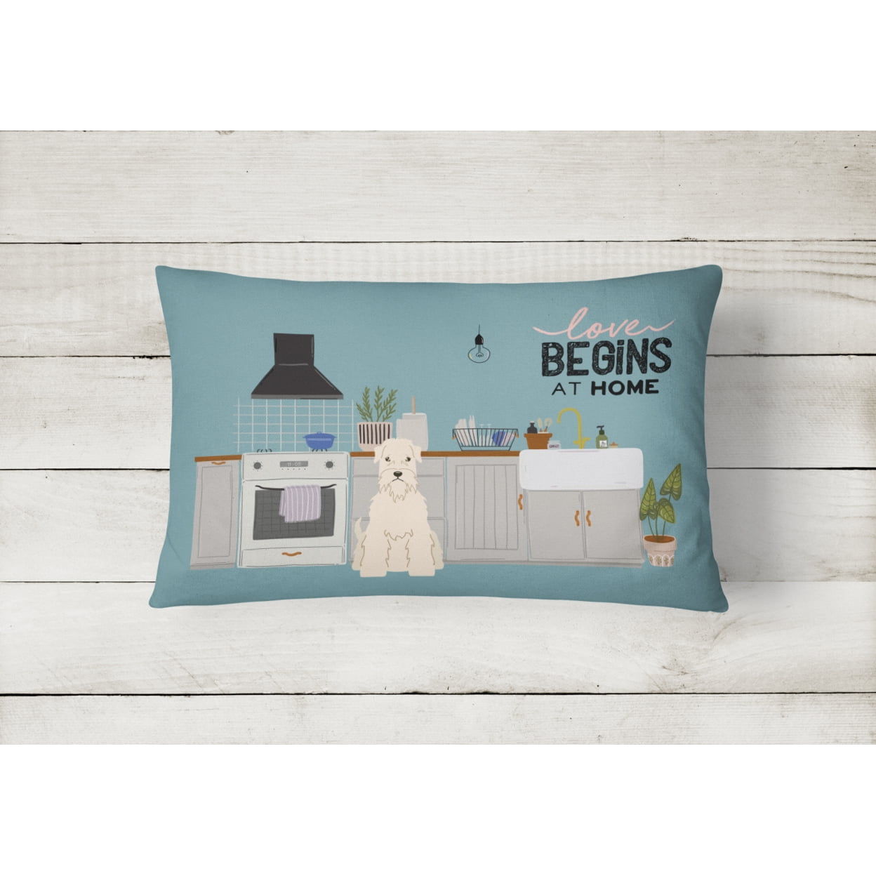 Carolines Treasures CK7765PW1216 Soft Coated Wheaten Terrier Kitchen Scene Canvas Fabric Decorative Pillow 12H x16W