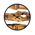 thumbnail image 1 of Reloj de pared artístico de madera con patrón de anillos de árbol, reloj de pared decorativo silencioso para Números romanos, 1 of 8