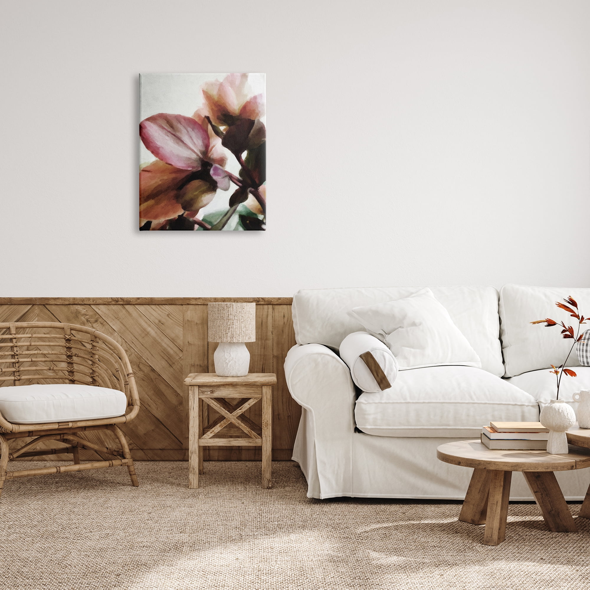 Stupell Industries Abstract Pink Petals Botanical & Floral Painting Gallery Wrapped Canvas Print Wall Art, 24 x 30
