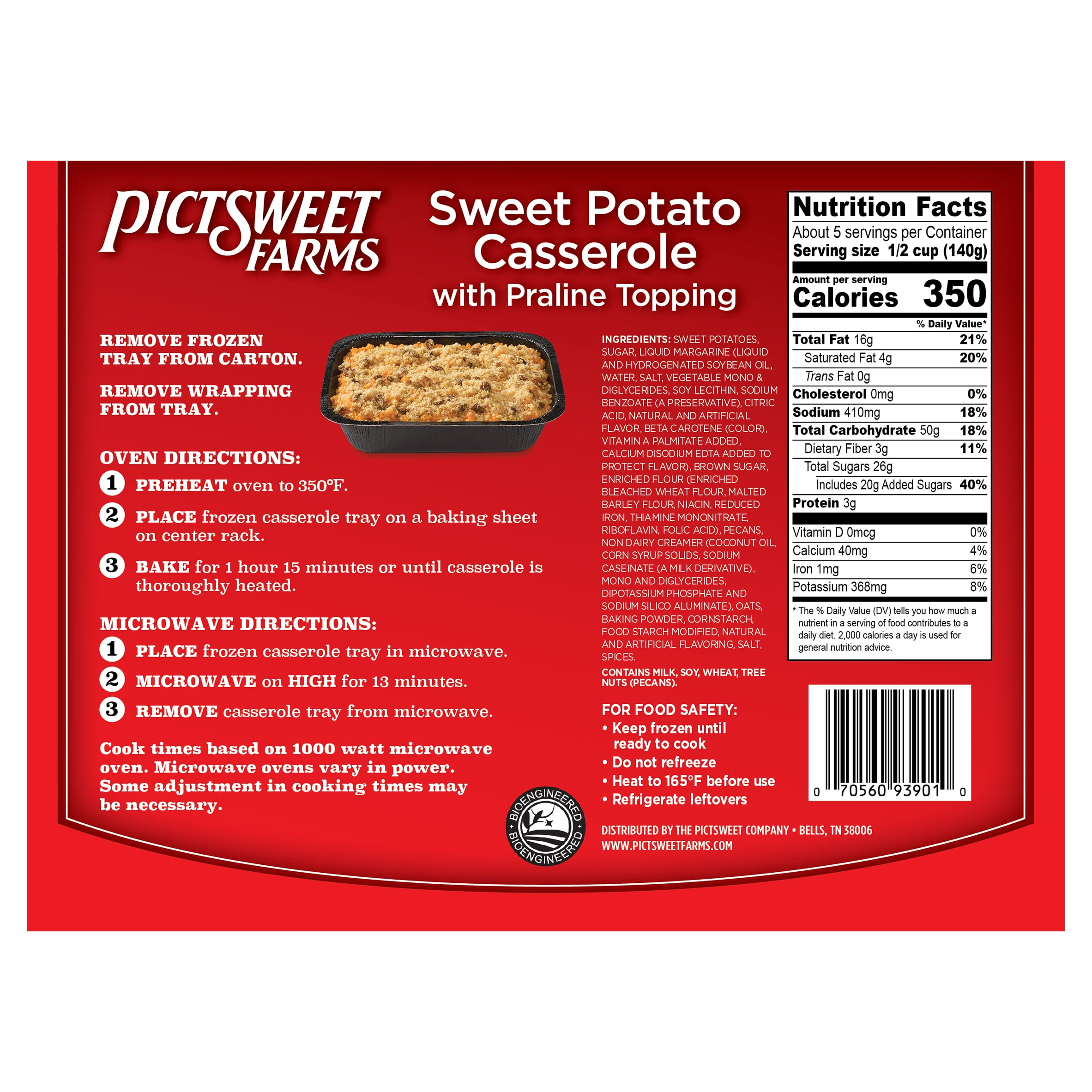 Pictsweet Farms Frozen Sweet Potato Casserole with Praline Topping, 22 oz