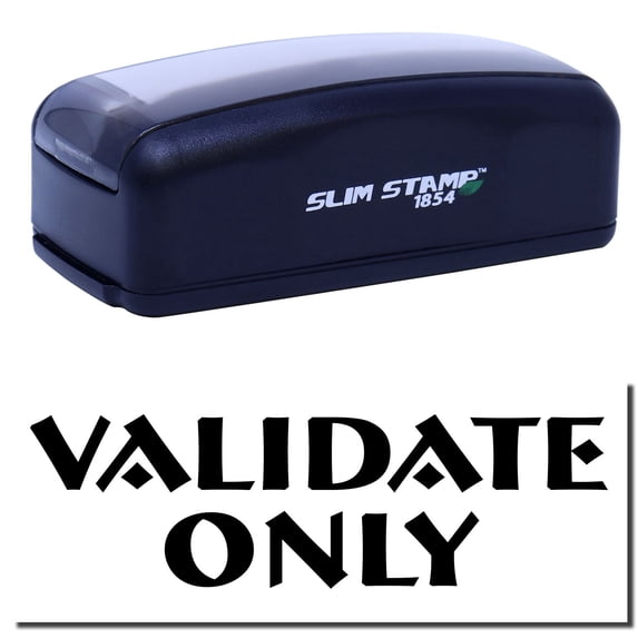 Large Pre-Inked Validate Only Stamp, Slim 1854, Ultra Slim Design, Impression Size 1-13/16" by 2-1/2", Up to 25,000 Impressions - Black Ink