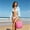 Hot Pink, variant on Paper Straw Woven Tote Bag With Rattan Ring Handle, Summer Beach Bag Casual Travel Vacation And Shopping