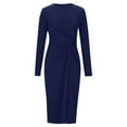 thumbnail image 2 of Dxzfnsa Women Casual Long Sleeve Dresses Empire Waist Knee Length Loose Dress with Pockets(Light Blue,S-2XL), 2 of 5