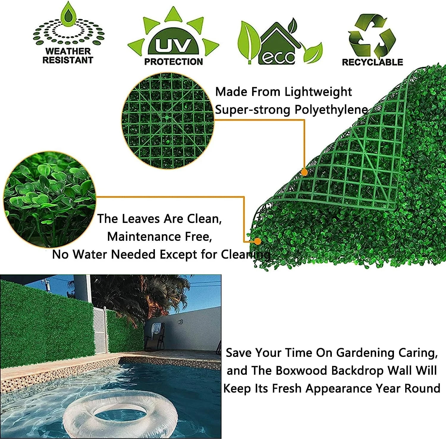GOTGELIF 12 PCS 10"x10" Artificial Boxwood Panels, Boxwood Hedge Wall Panels, Artificial Grass Backdrop Wall 2", Privacy Hedge Screen UV Protected for Outdoor Indoor Garden Fence Backyard