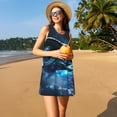 thumbnail image 3 of Balery Celestial Ram Night Sky Vestidos de verano para mujer con estampado: vestido holgado sin mangas, vestido playero informal y cómodo para días calurosos., 3 of 7